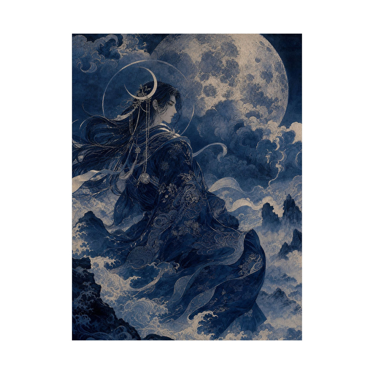 Tsukuyomi Moon God - Japanese Mythology Art Print (Matte Poster) - Moikas