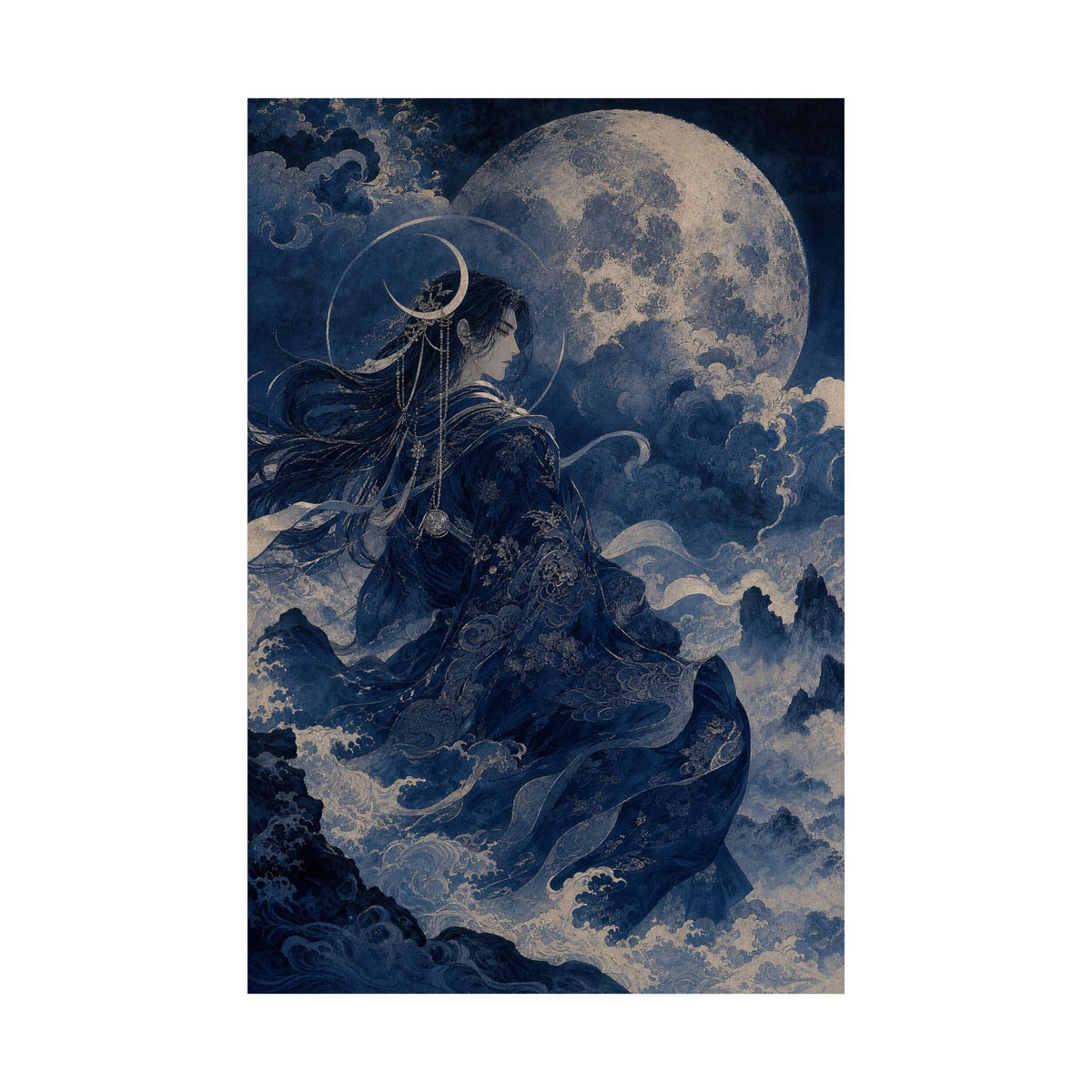 Tsukuyomi Moon God - Japanese Mythology Art Print (Matte Poster) - Moikas