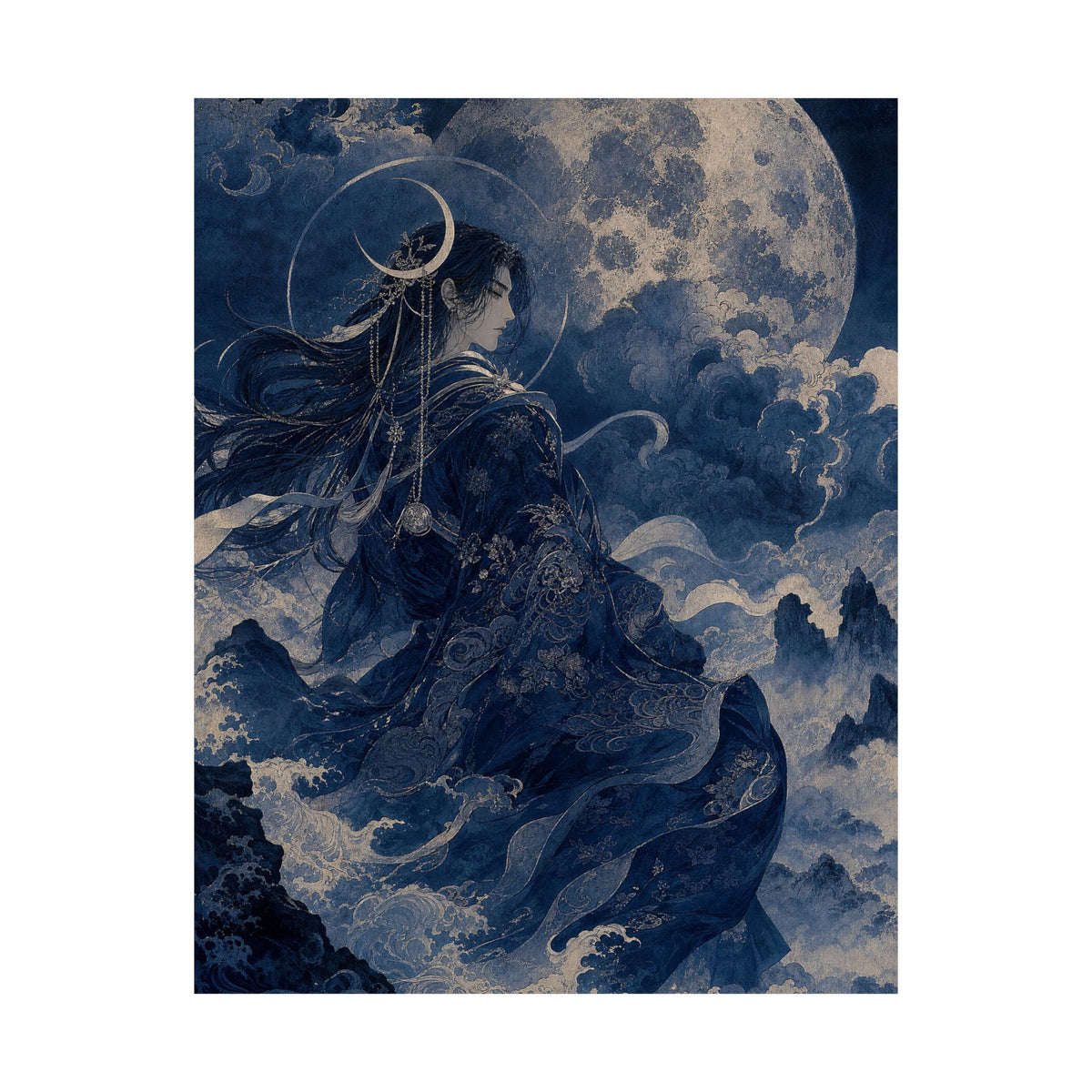 Tsukuyomi Moon God - Japanese Mythology Art Print (Matte Poster) - Moikas