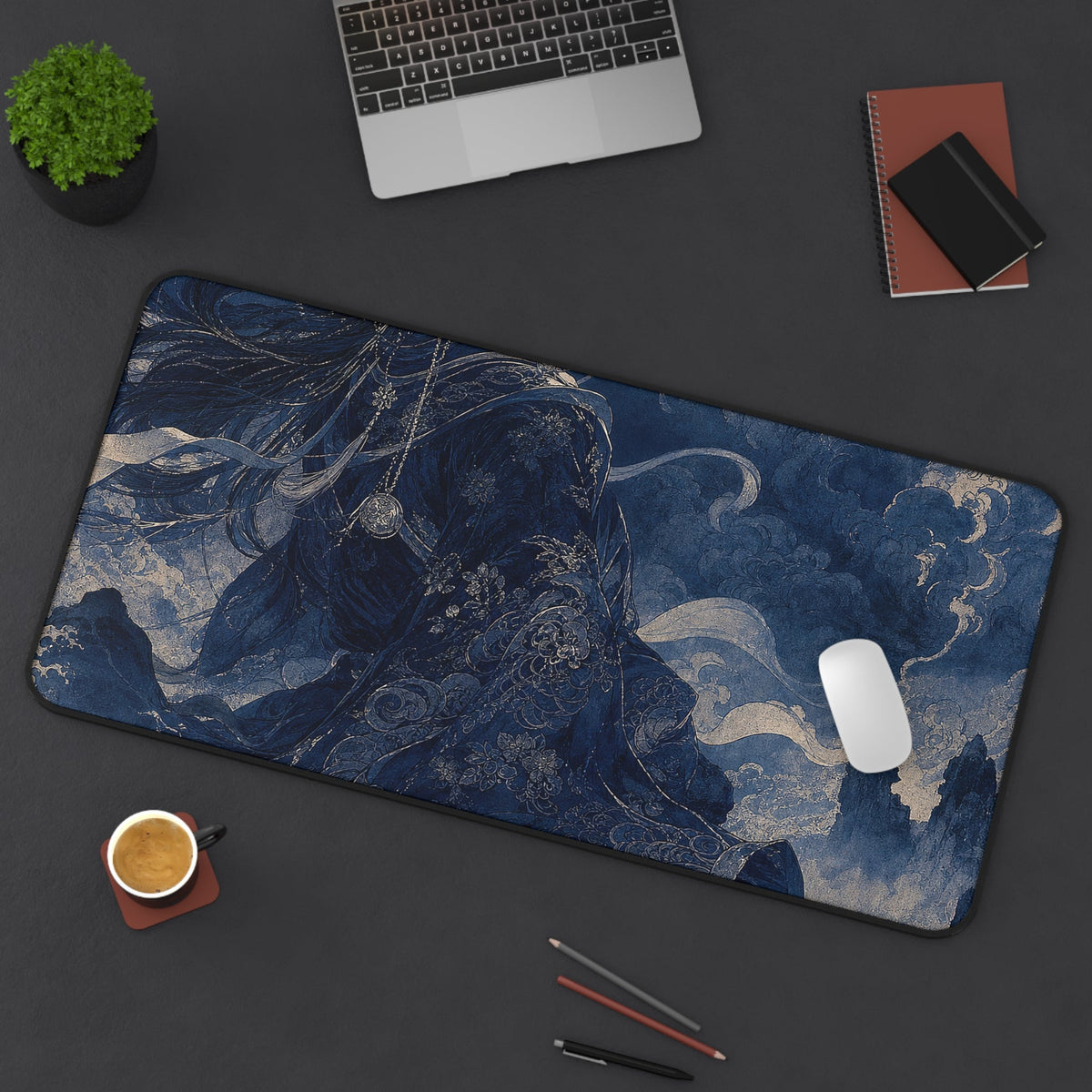 Tsukuyomi Moon God - Japanese Mythology Gaming Desk Mat - Moikas