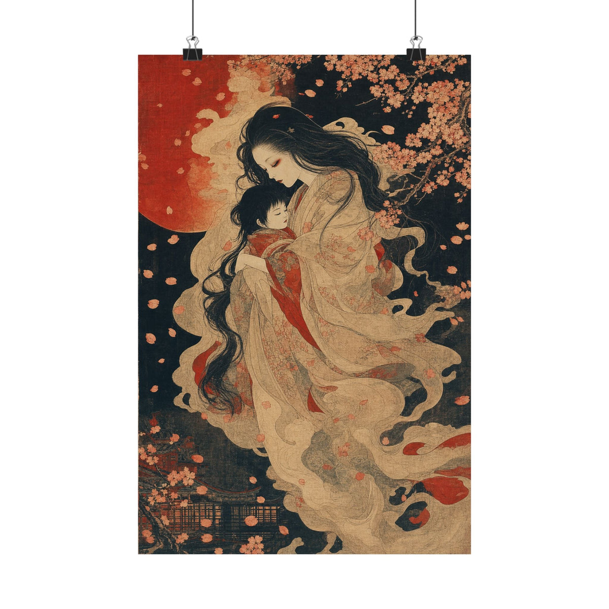 Ubume Ghost Mother - Japanese Mythology Art Print (Matte Poster) - Moikas