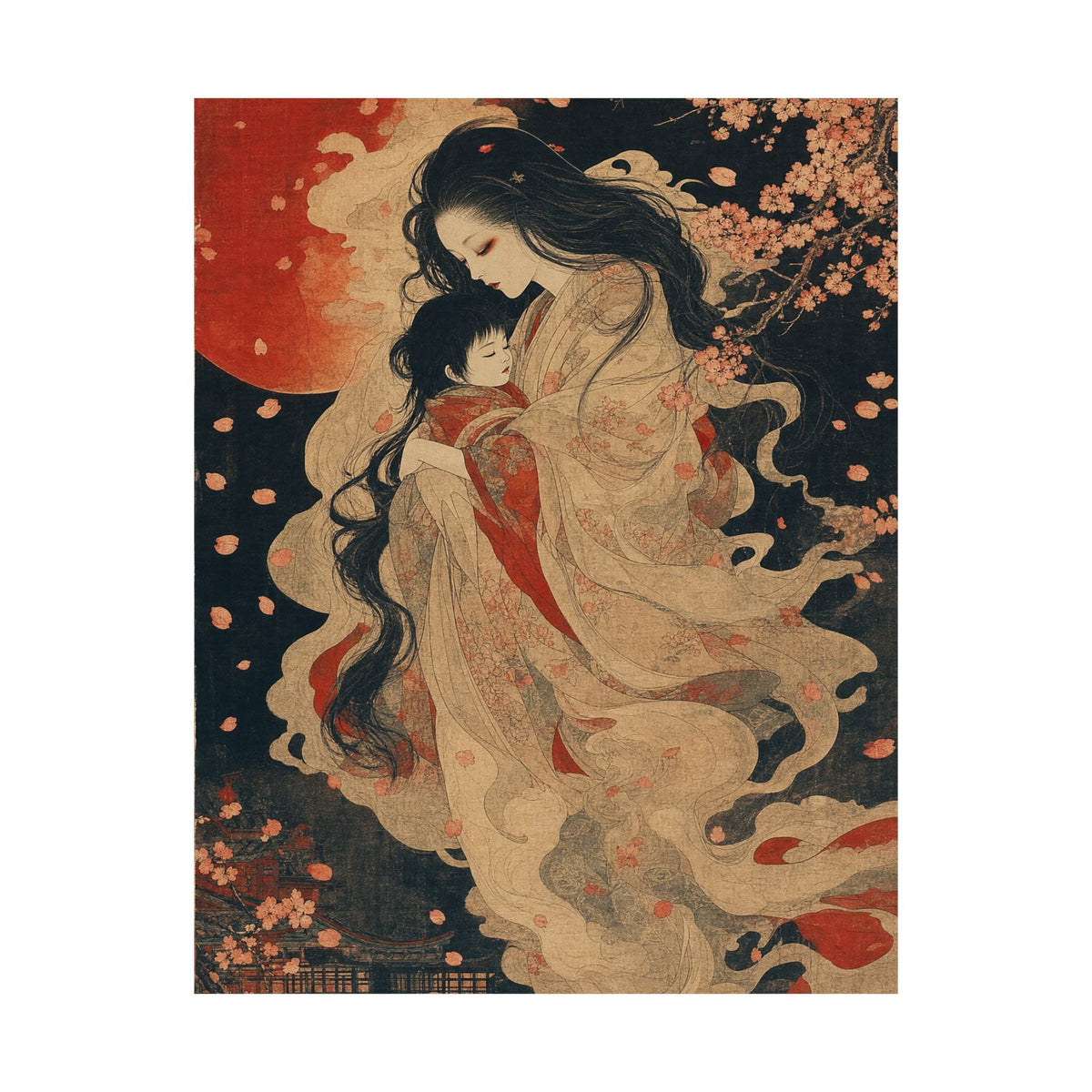 Ubume Ghost Mother - Japanese Mythology Art Print (Matte Poster) - Moikas