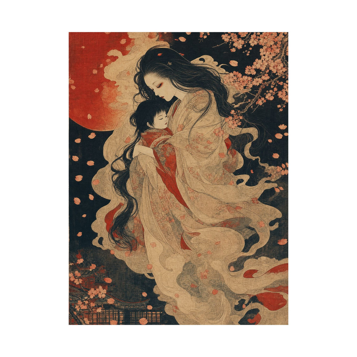 Ubume Ghost Mother - Japanese Mythology Art Print (Matte Poster) - Moikas
