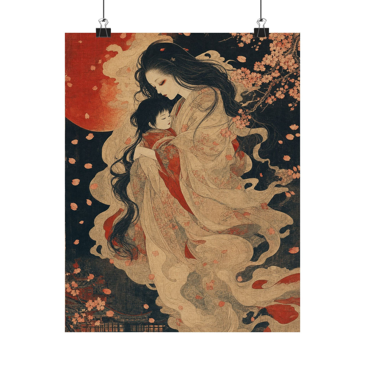 Ubume Ghost Mother - Japanese Mythology Art Print (Matte Poster) - Moikas