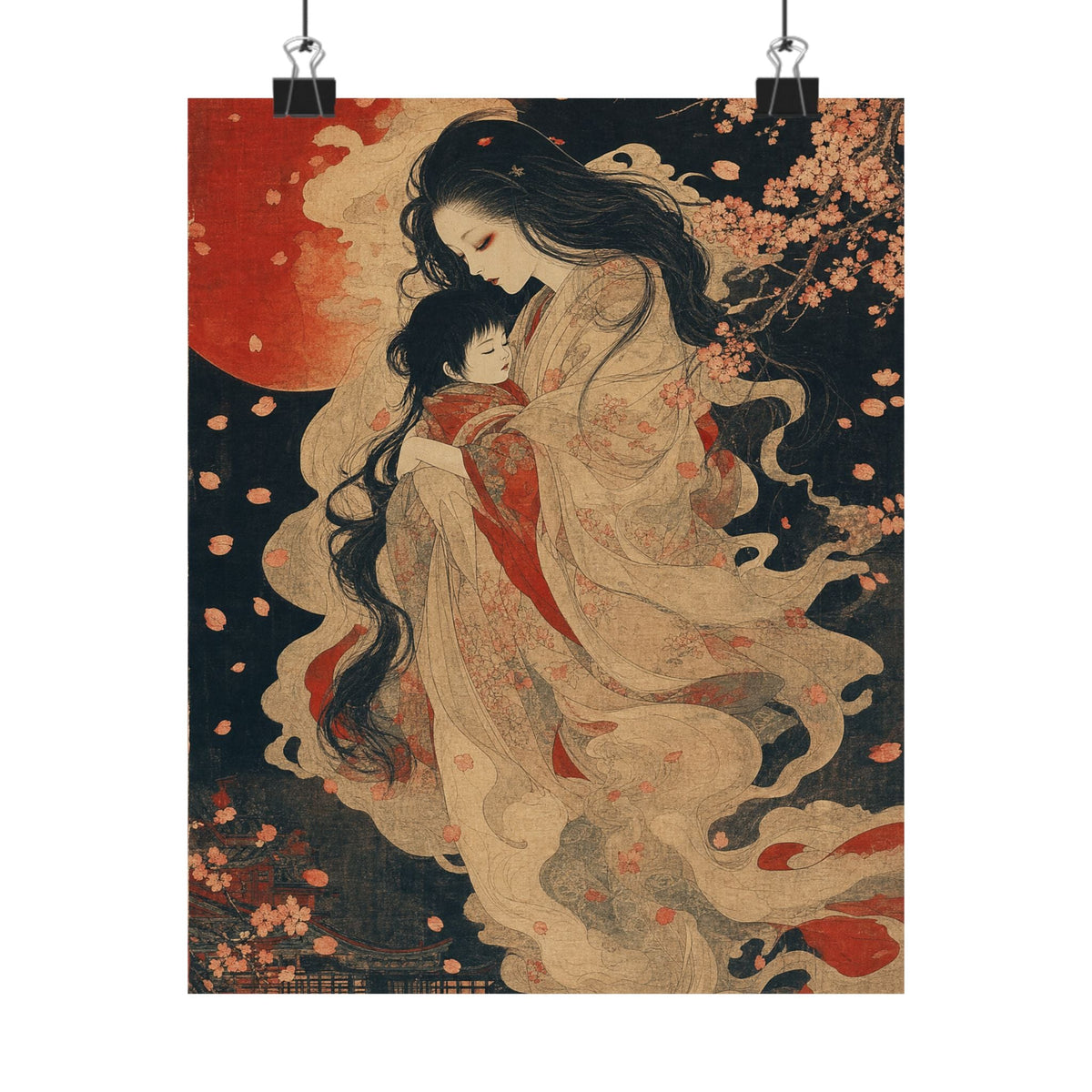 Ubume Ghost Mother - Japanese Mythology Art Print (Matte Poster) - Moikas