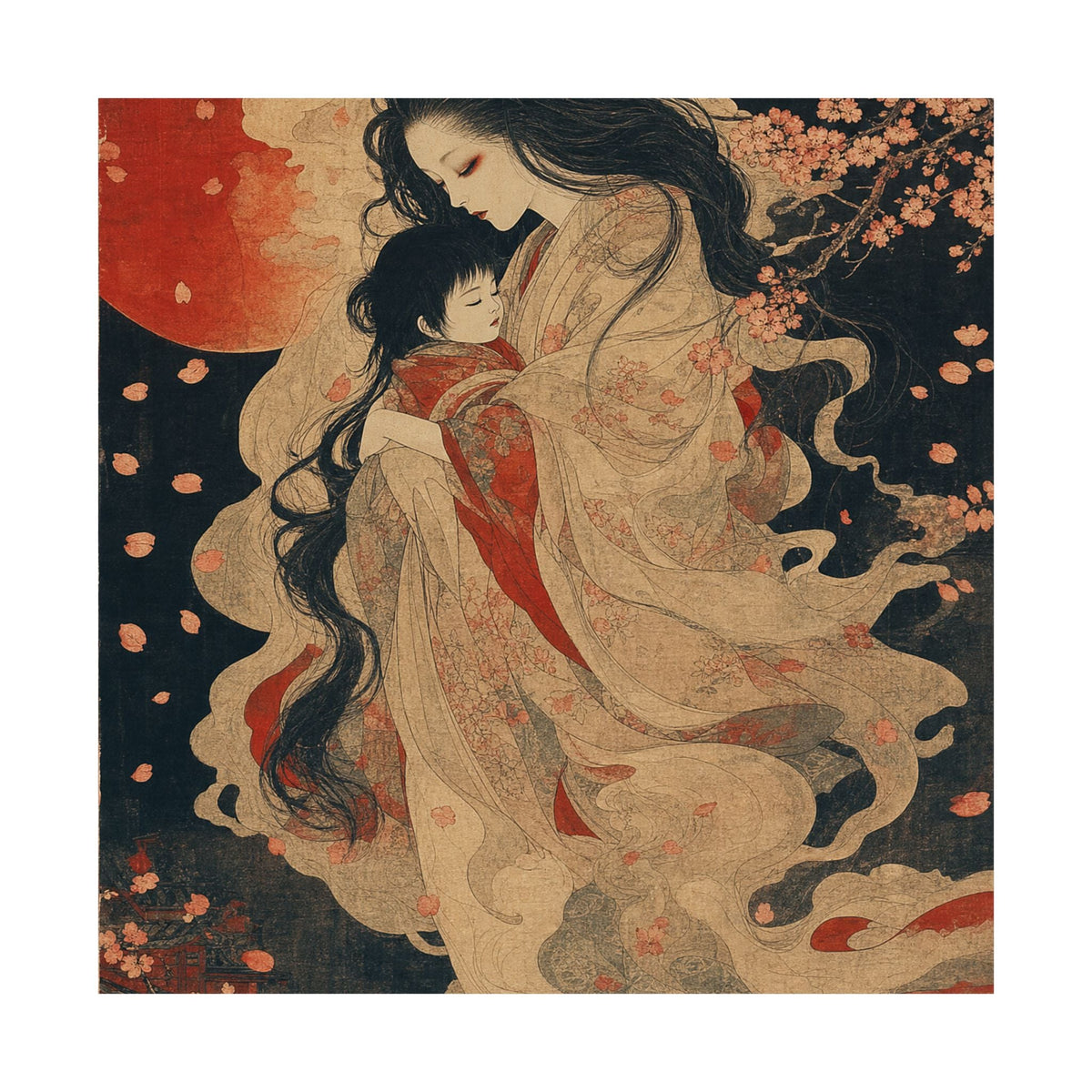 Ubume Ghost Mother - Japanese Mythology Art Print (Matte Poster) - Moikas