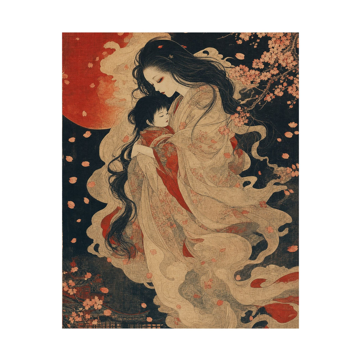 Ubume Ghost Mother - Japanese Mythology Art Print (Matte Poster) - Moikas