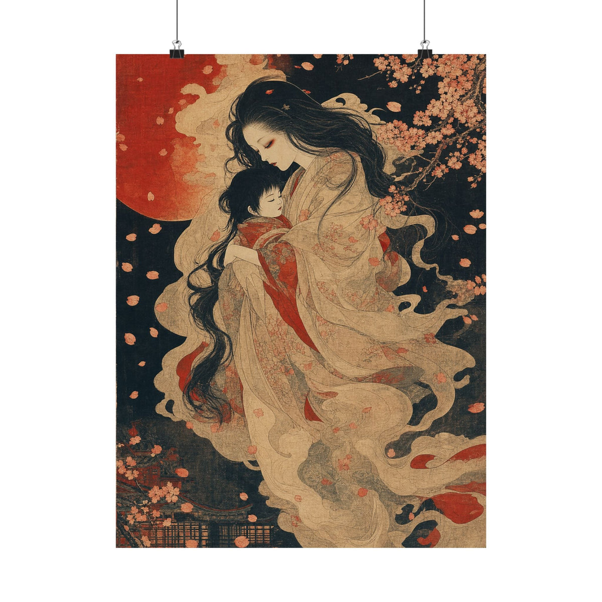 Ubume Ghost Mother - Japanese Mythology Art Print (Matte Poster) - Moikas
