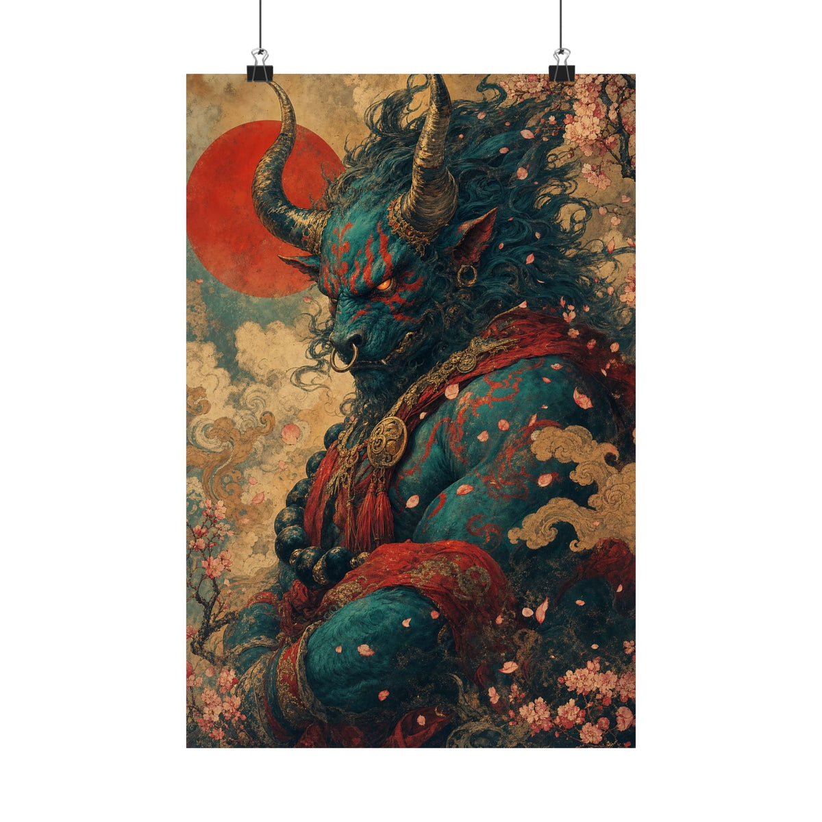 Ushi Oni Ox Demon - Japanese Mythology Art Print (Matte Poster) - Moikas
