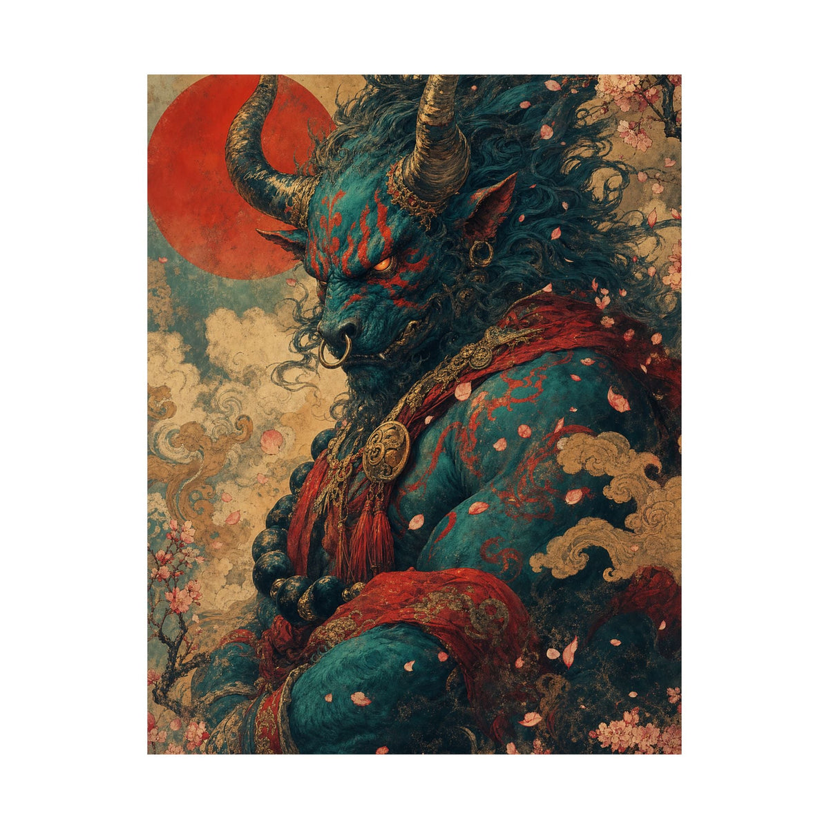 Ushi Oni Ox Demon - Japanese Mythology Art Print (Matte Poster) - Moikas
