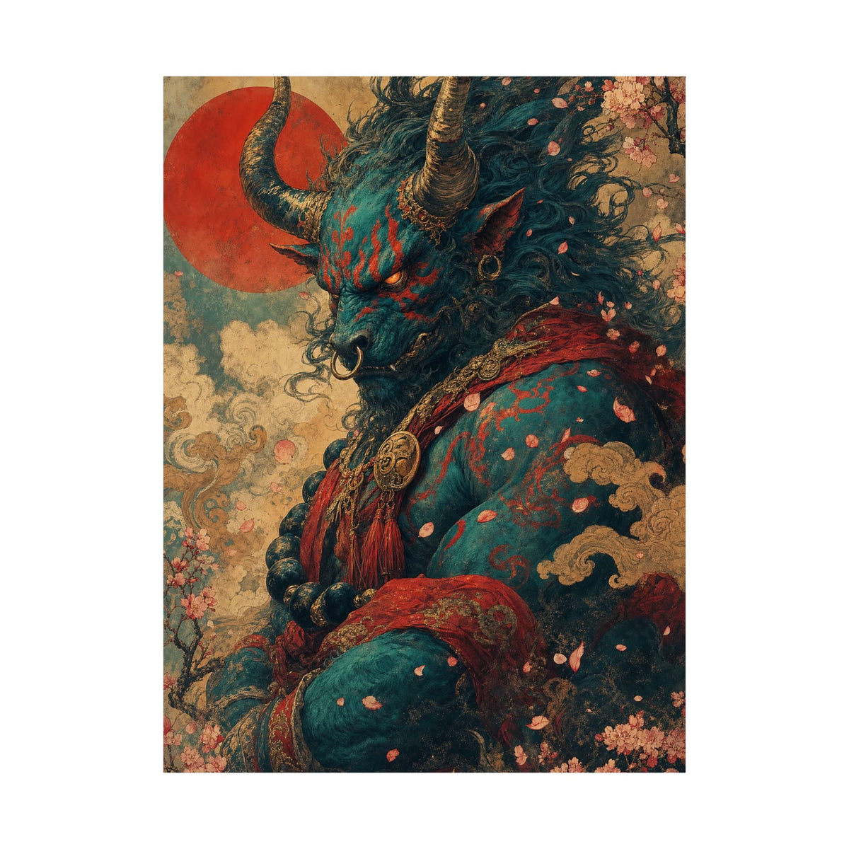 Ushi Oni Ox Demon - Japanese Mythology Art Print (Matte Poster) - Moikas