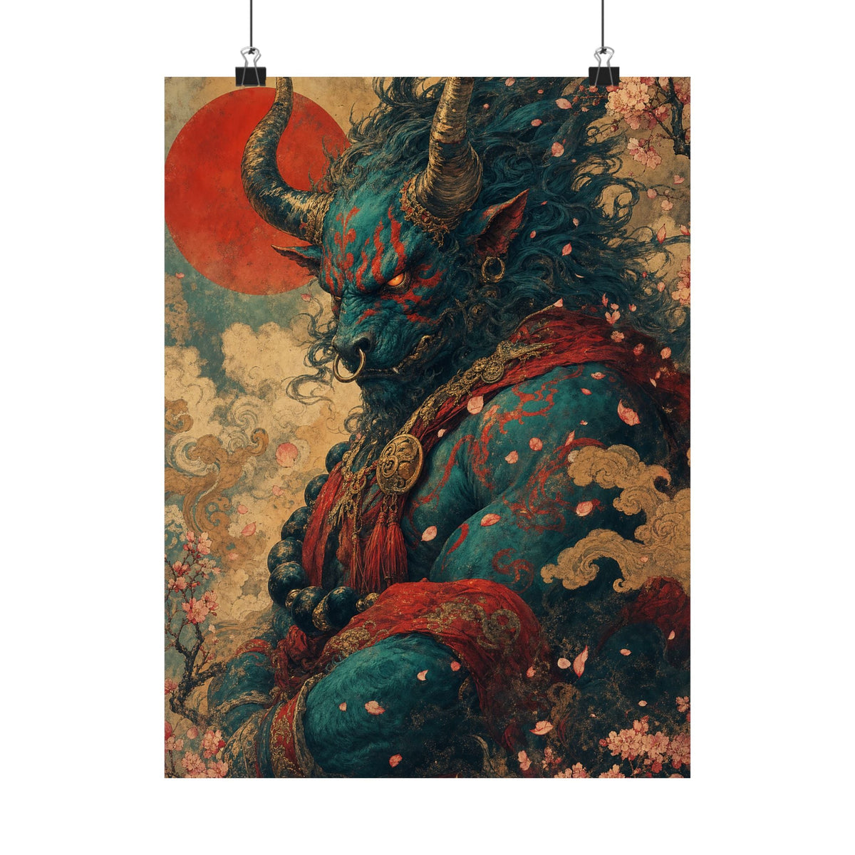 Ushi Oni Ox Demon - Japanese Mythology Art Print (Matte Poster) - Moikas