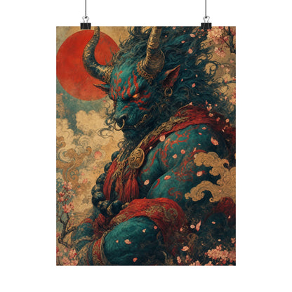 Ushi Oni Ox Demon - Japanese Mythology Art Print (Matte Poster) - Moikas