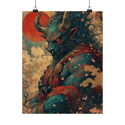 Ushi Oni Ox Demon - Japanese Mythology Art Print (Matte Poster) - Moikas
