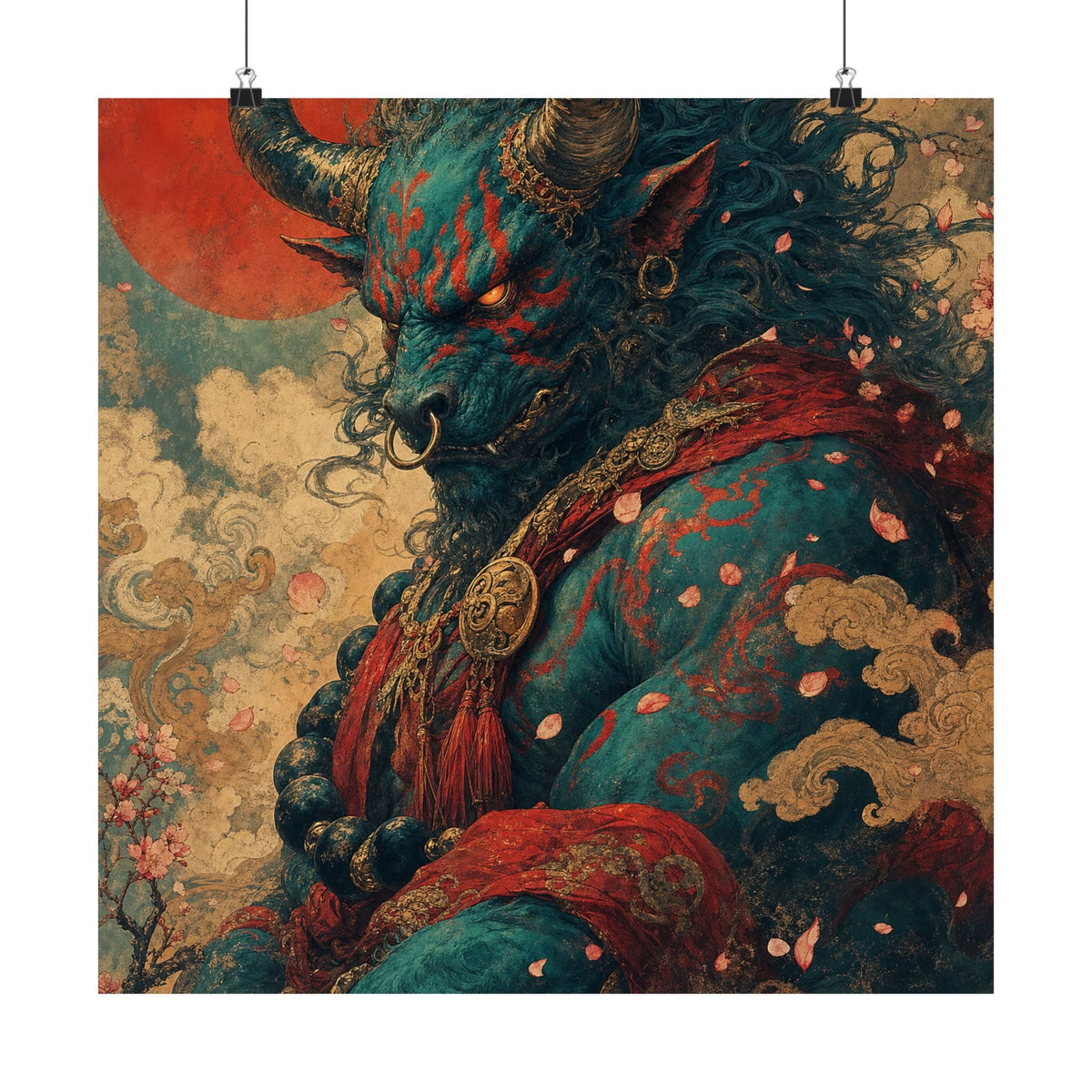 Ushi Oni Ox Demon - Japanese Mythology Art Print (Matte Poster) - Moikas