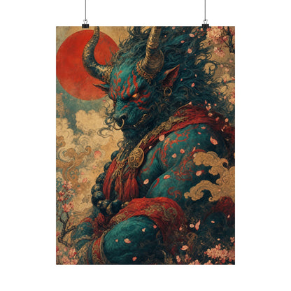 Ushi Oni Ox Demon - Japanese Mythology Art Print (Matte Poster) - Moikas