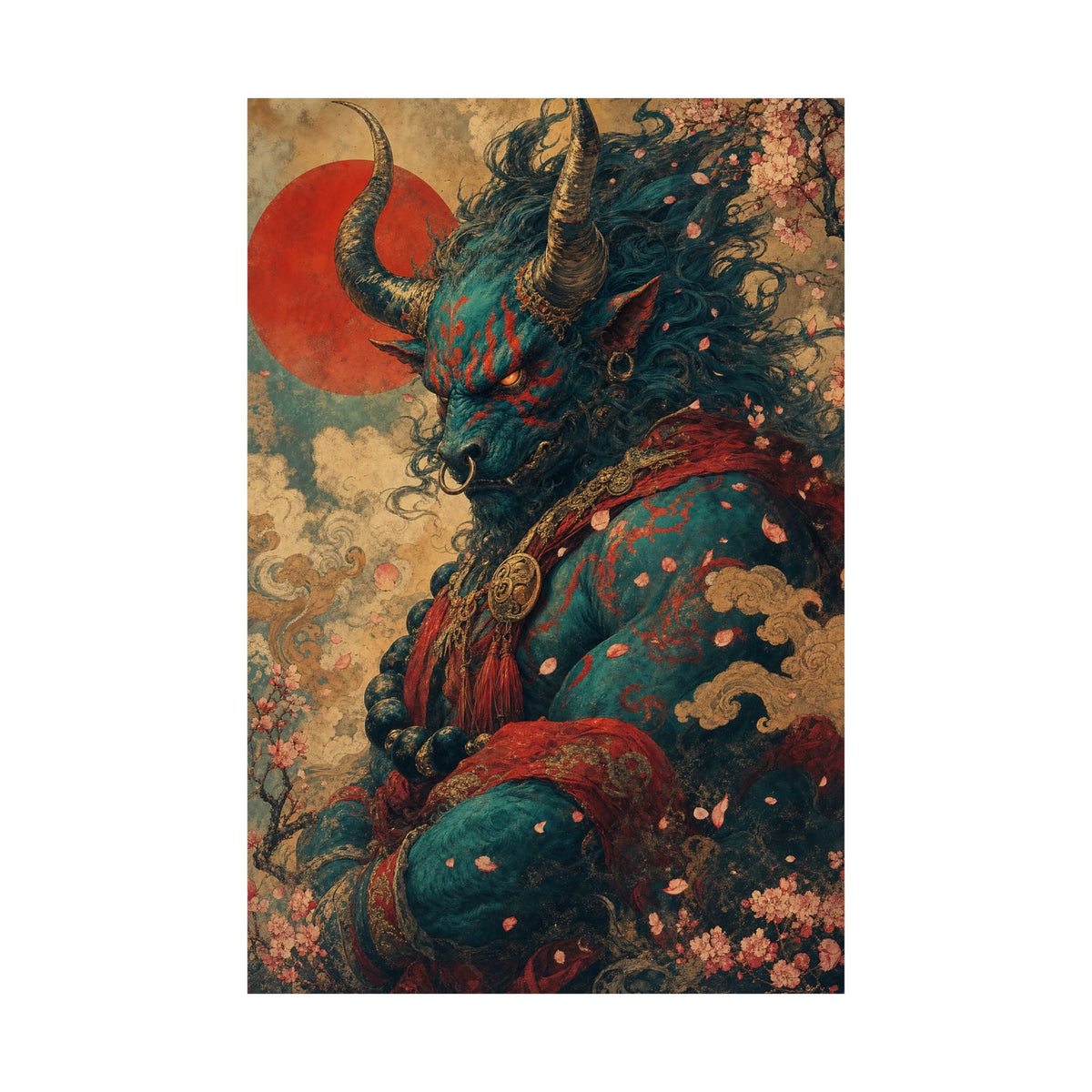 Ushi Oni Ox Demon - Japanese Mythology Art Print (Matte Poster) - Moikas