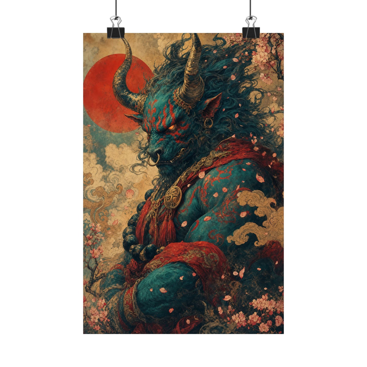 Ushi Oni Ox Demon - Japanese Mythology Art Print (Matte Poster) - Moikas
