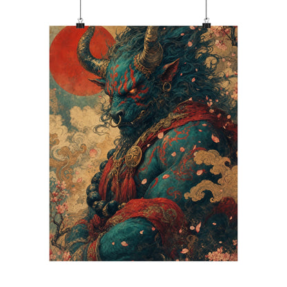 Ushi Oni Ox Demon - Japanese Mythology Art Print (Matte Poster) - Moikas