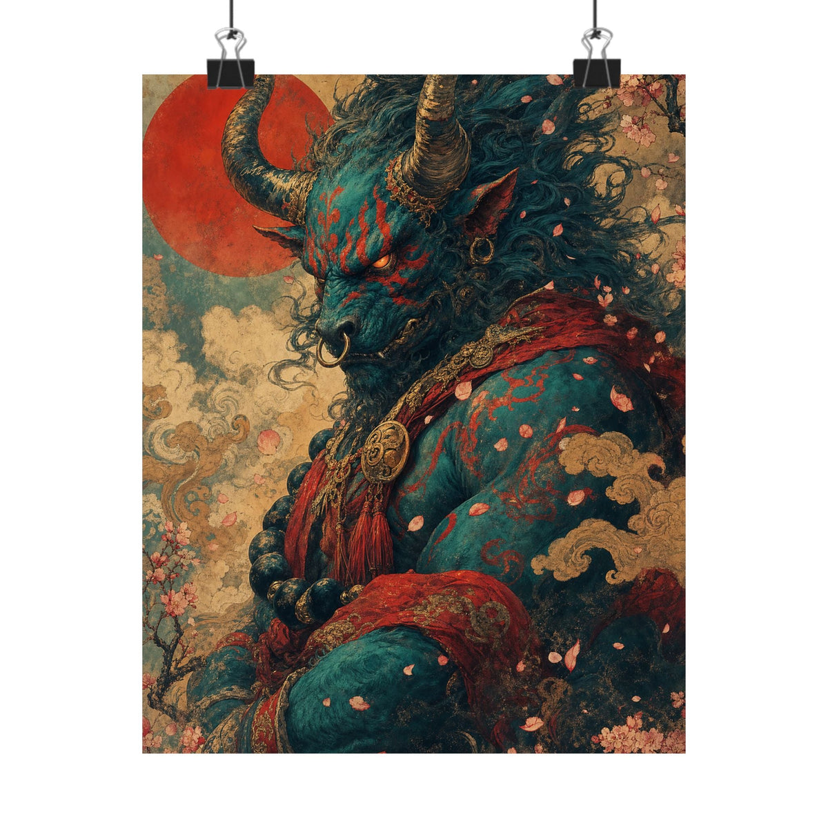 Ushi Oni Ox Demon - Japanese Mythology Art Print (Matte Poster) - Moikas
