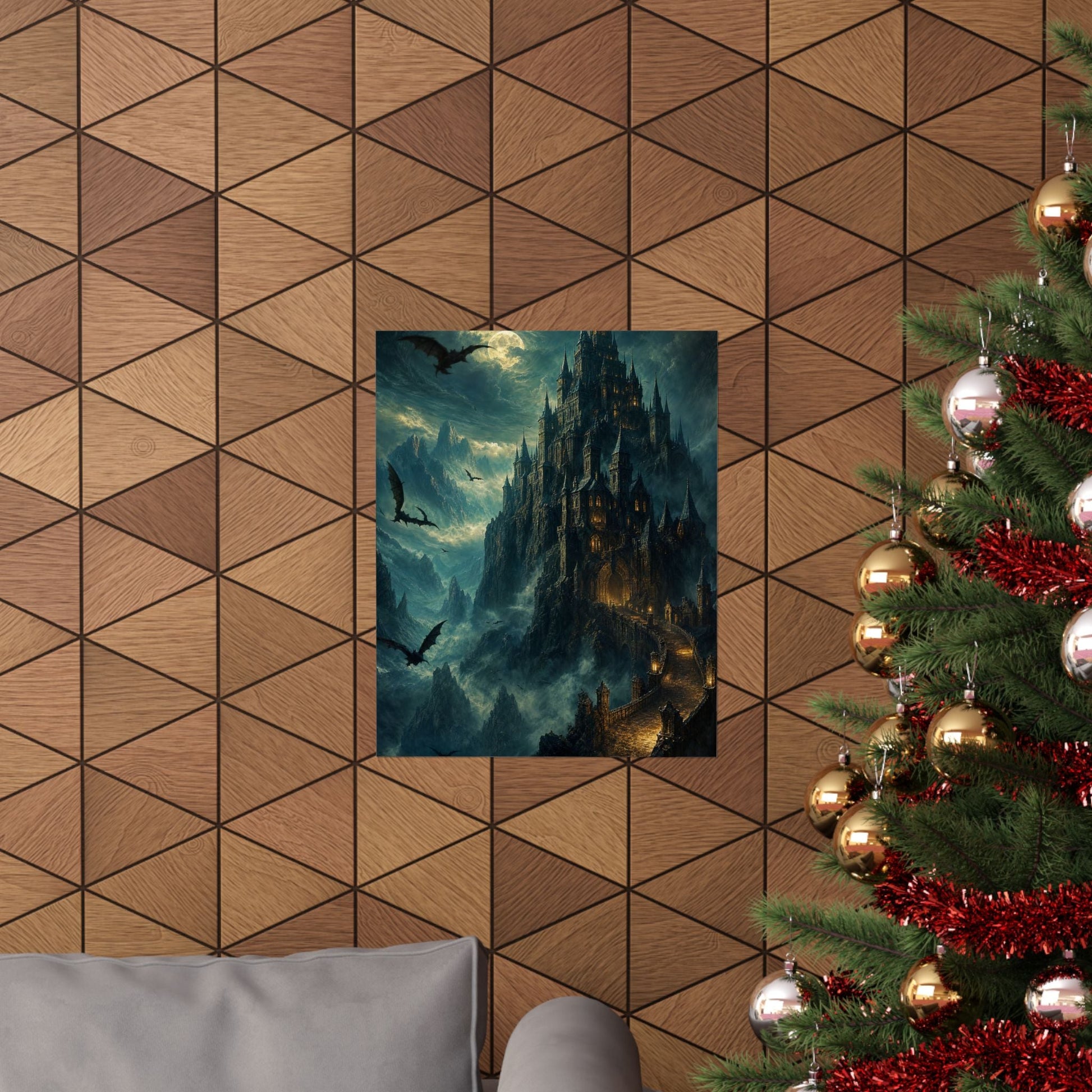 Vampire Castle In The Mountains - Dark Fantasy Art Print (Matte Poster) - Moikas