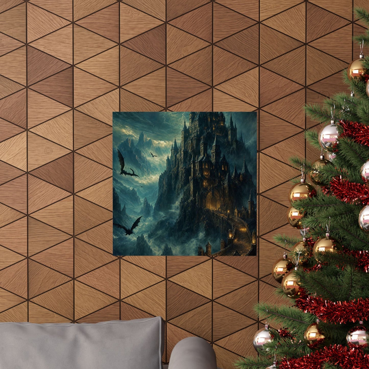 Vampire Castle In The Mountains - Dark Fantasy Art Print (Matte Poster) - Moikas