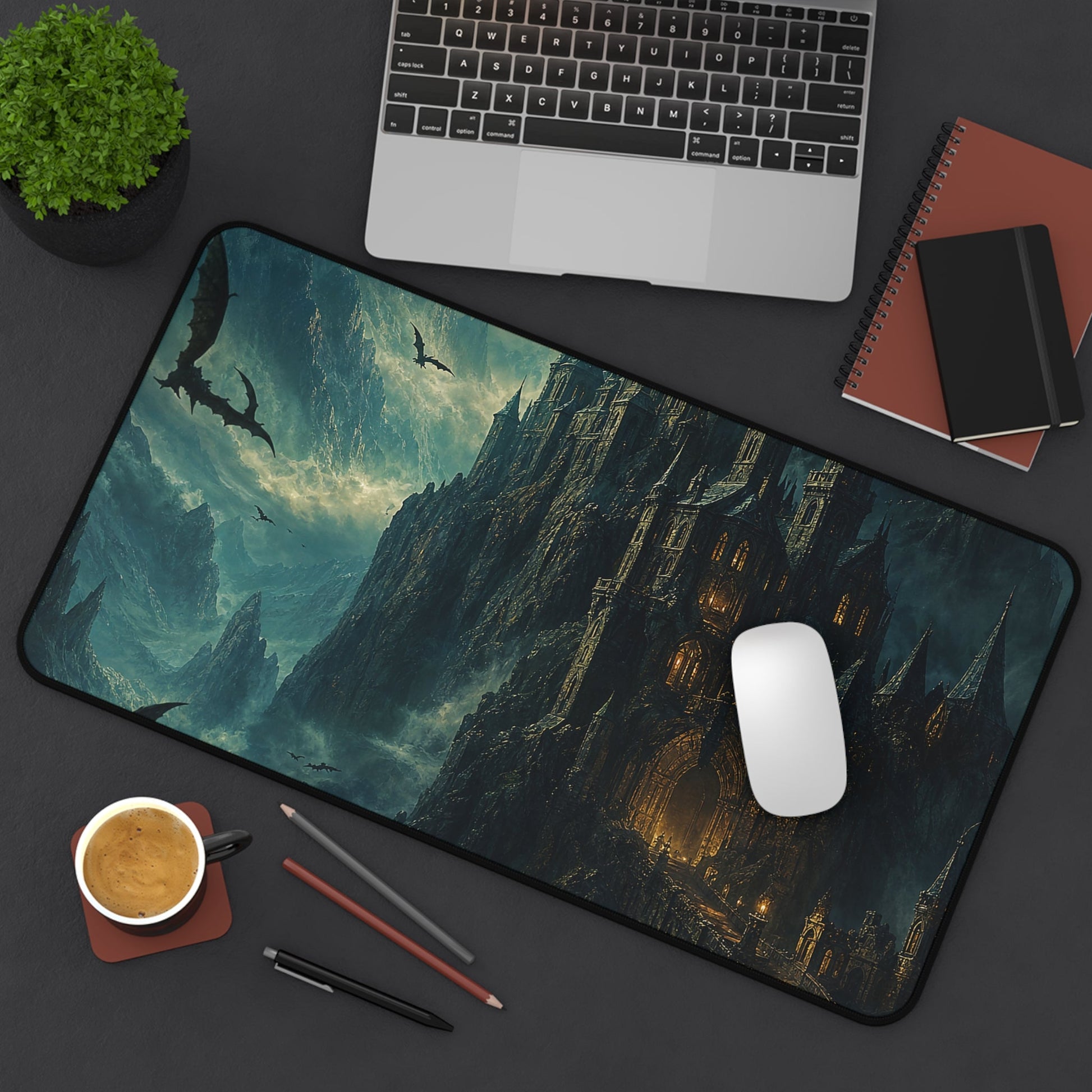 Vampire Castle In The Mountains - Dark Fantasy Gaming Desk Mat - Moikas