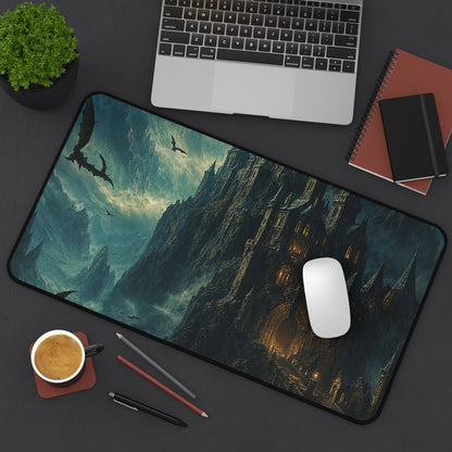 Vampire Castle In The Mountains - Dark Fantasy Gaming Desk Mat - Moikas