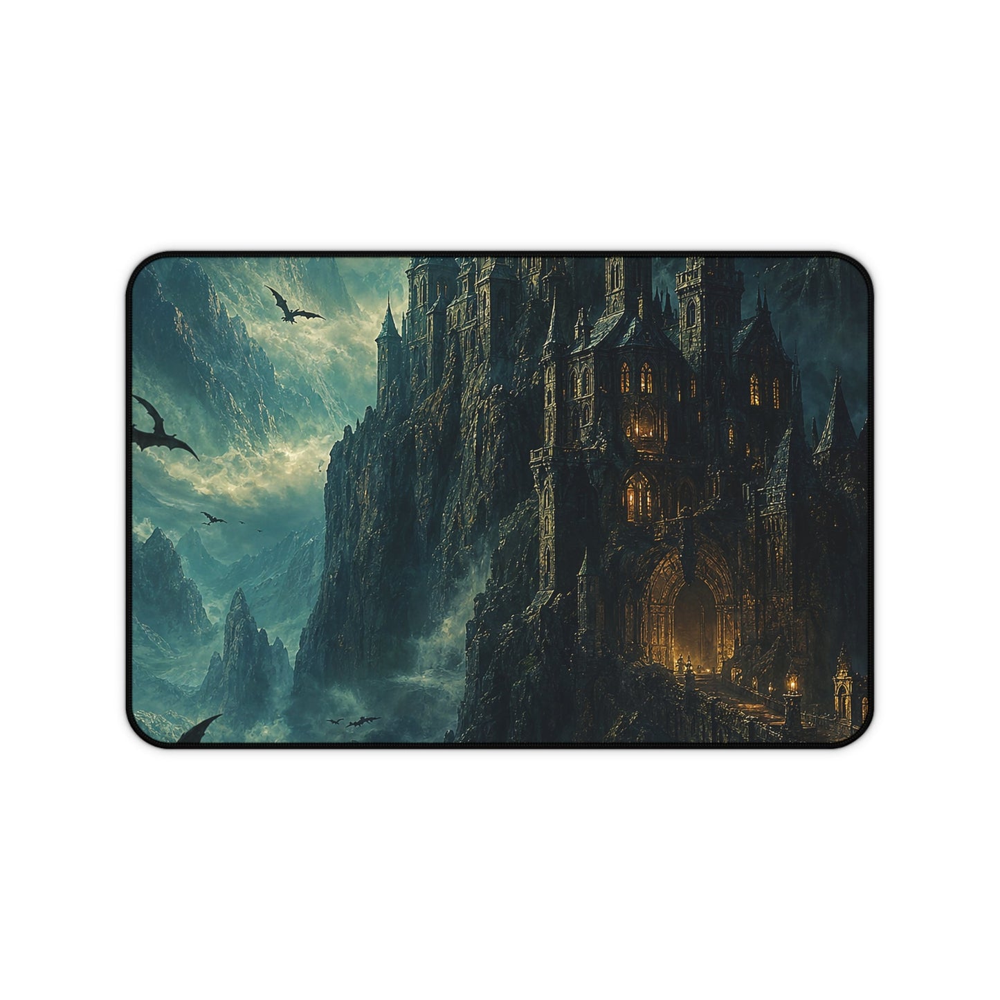 Vampire Castle In The Mountains - Dark Fantasy Gaming Desk Mat - Moikas