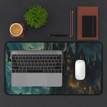 Vampire Castle In The Mountains - Dark Fantasy Gaming Desk Mat - Moikas
