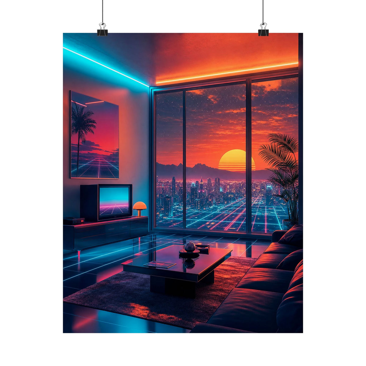 Vaporwave Aesthetic Room - Gaming Culture Art Print (Matte Poster) - Moikas