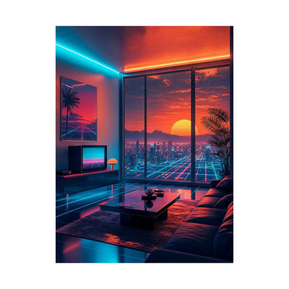 Vaporwave Aesthetic Room - Gaming Culture Art Print (Matte Poster) - Moikas