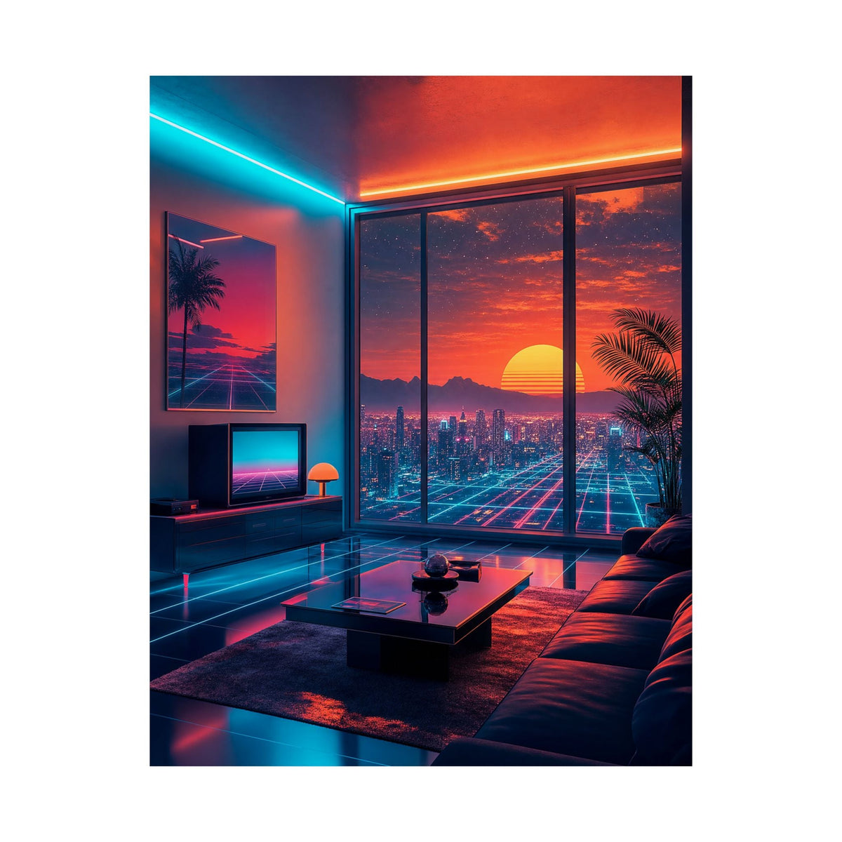 Vaporwave Aesthetic Room - Gaming Culture Art Print (Matte Poster) - Moikas