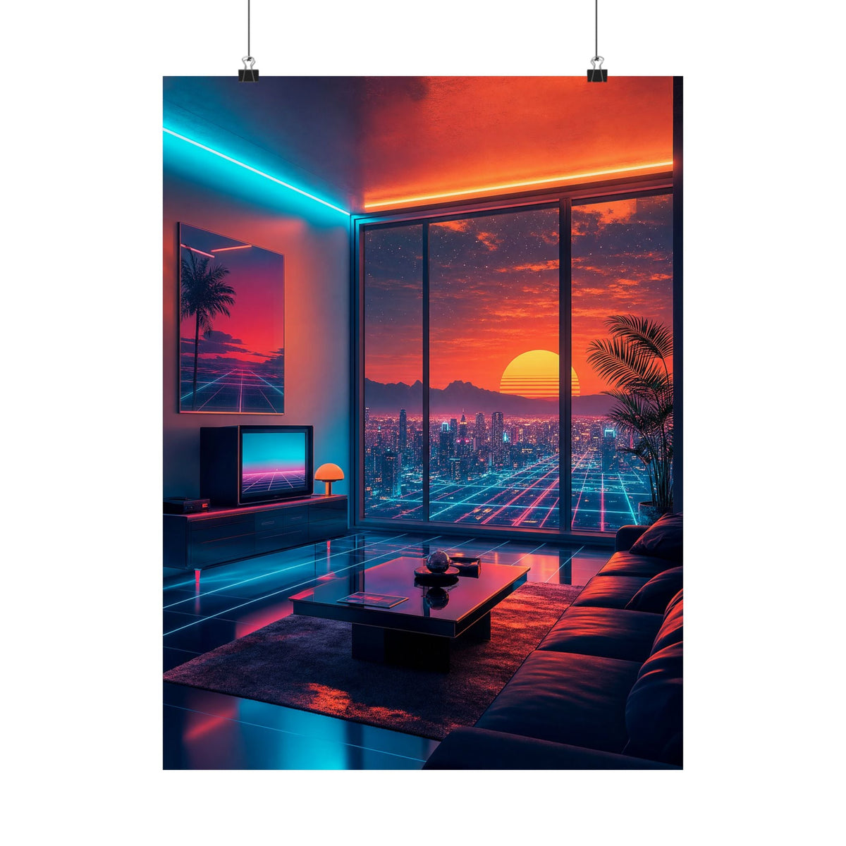 Vaporwave Aesthetic Room - Gaming Culture Art Print (Matte Poster) - Moikas