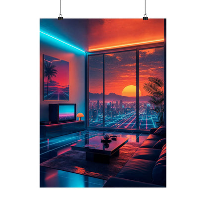 Vaporwave Aesthetic Room - Gaming Culture Art Print (Matte Poster) - Moikas