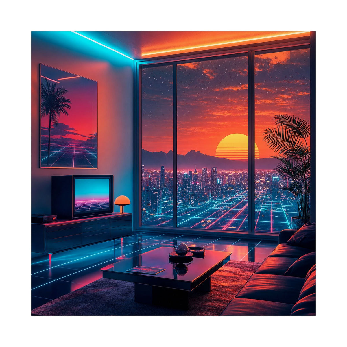 Vaporwave Aesthetic Room - Gaming Culture Art Print (Matte Poster) - Moikas