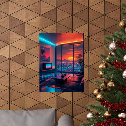 Vaporwave Aesthetic Room - Gaming Culture Art Print (Matte Poster) - Moikas
