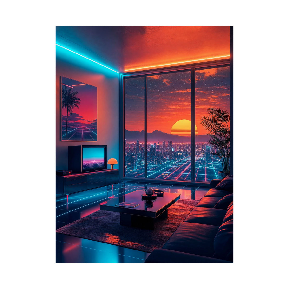 Vaporwave Aesthetic Room - Gaming Culture Art Print (Matte Poster) - Moikas