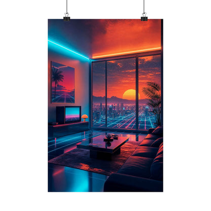 Vaporwave Aesthetic Room - Gaming Culture Art Print (Matte Poster) - Moikas