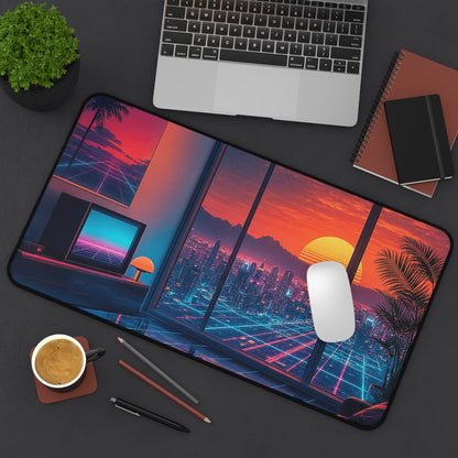 Vaporwave Aesthetic Room - Gaming Culture Gaming Desk Mat - Moikas
