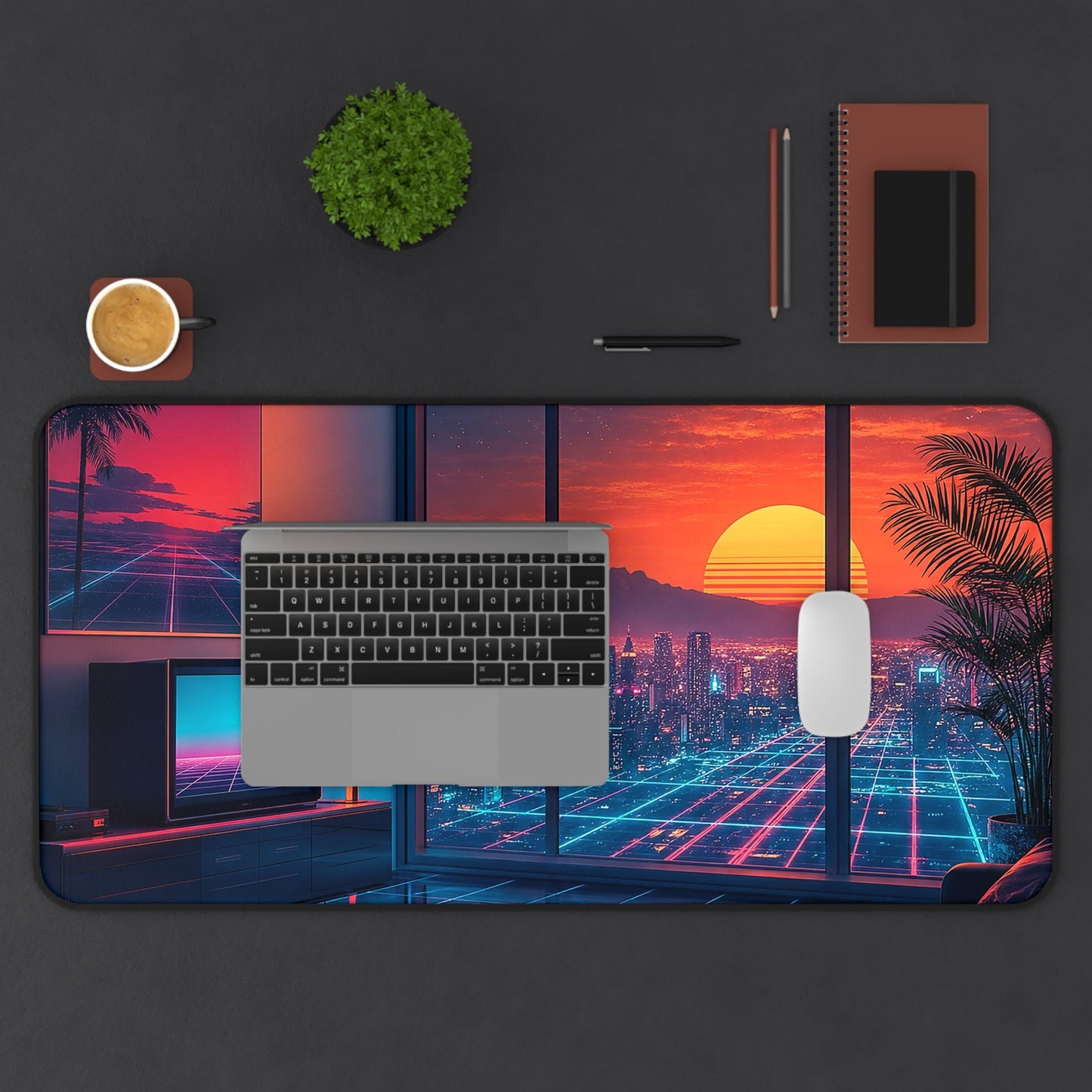 Vaporwave Aesthetic Room - Gaming Culture Gaming Desk Mat - Moikas
