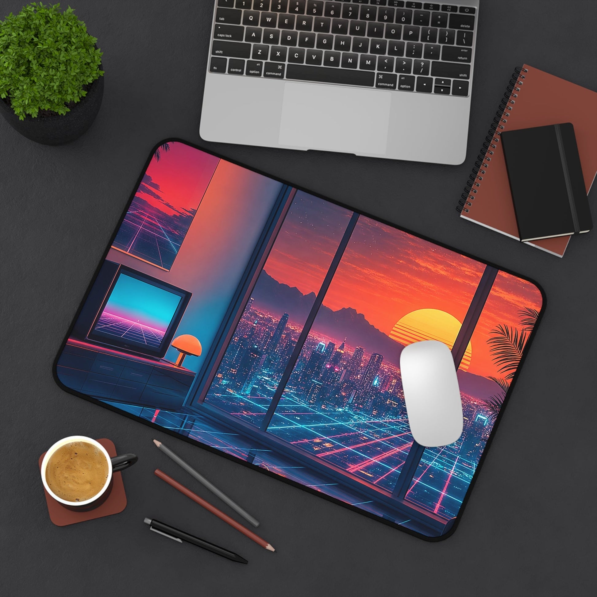 Vaporwave Aesthetic Room - Gaming Culture Gaming Desk Mat - Moikas