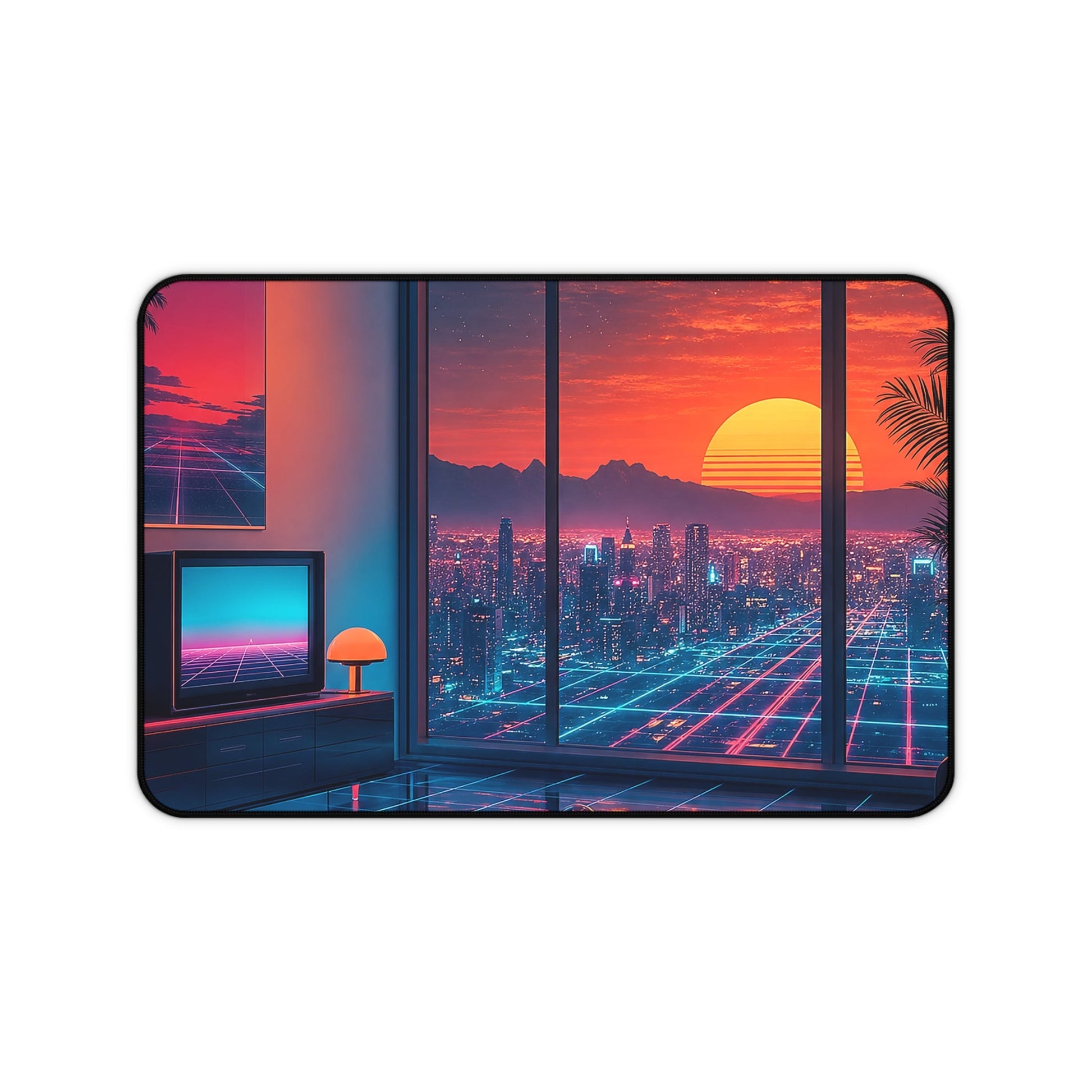 Vaporwave Aesthetic Room - Gaming Culture Gaming Desk Mat - Moikas