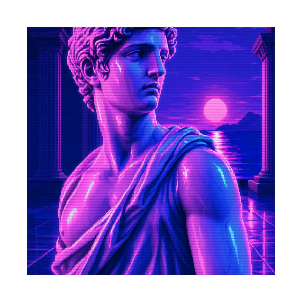 Vaporwave Greek Statue - Gaming Culture Art Print (Matte Poster) - Moikas