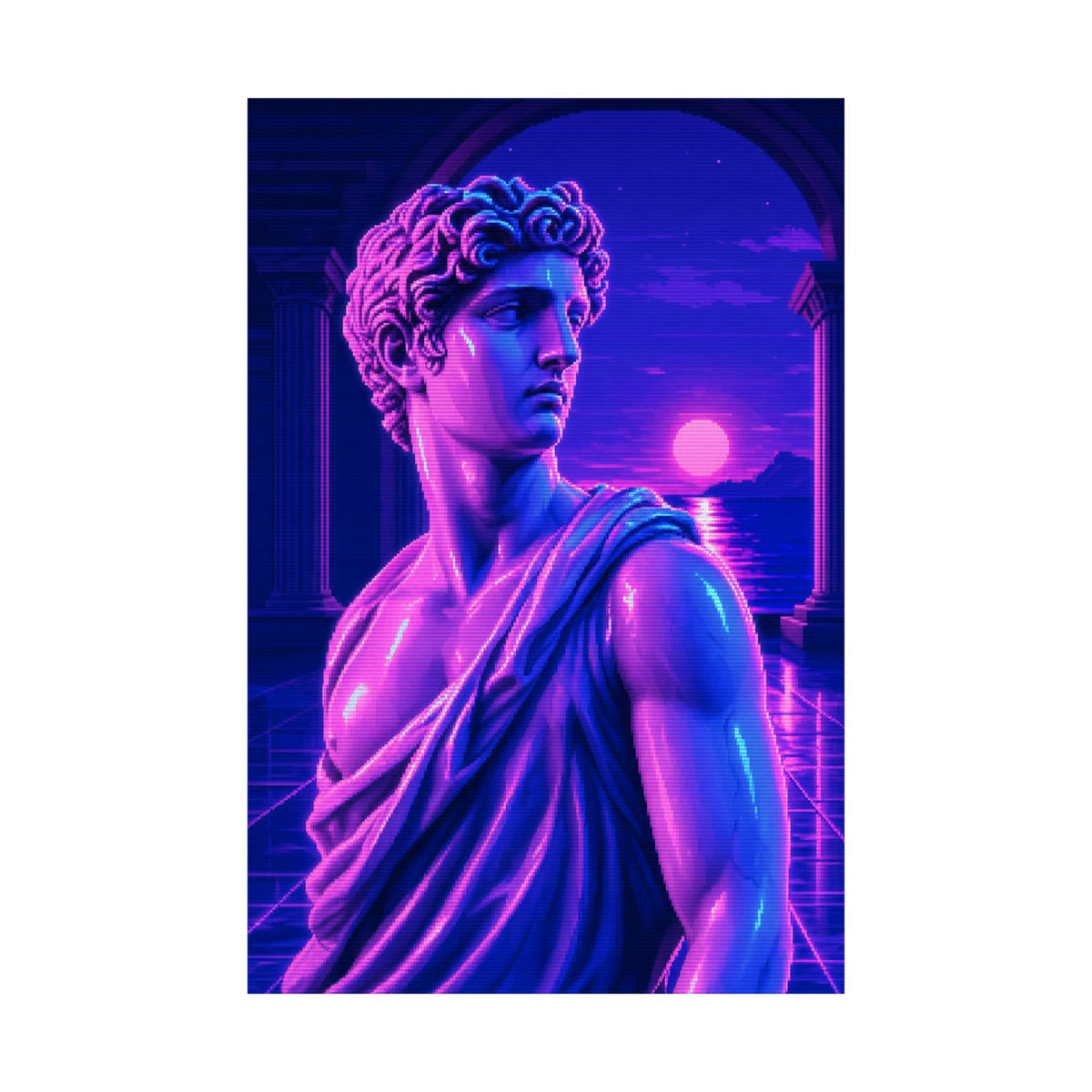Vaporwave Greek Statue - Gaming Culture Art Print (Matte Poster) - Moikas