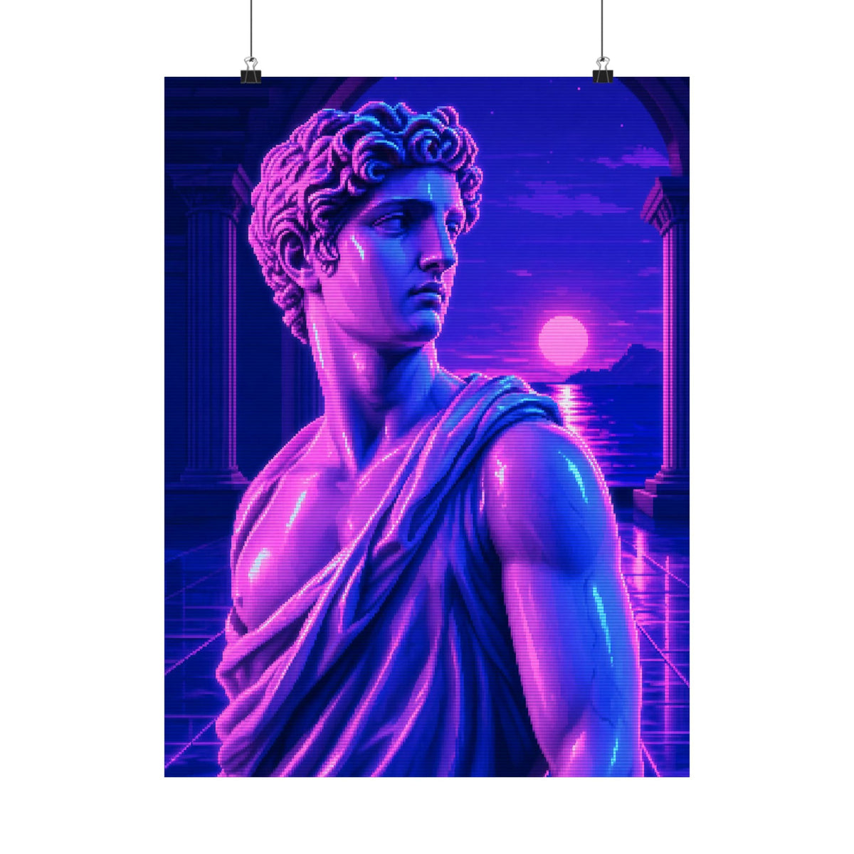 Vaporwave Greek Statue - Gaming Culture Art Print (Matte Poster) - Moikas
