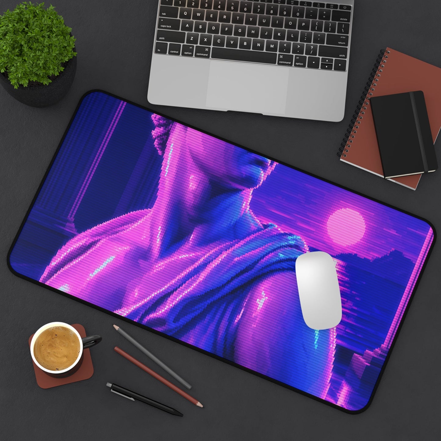 Vaporwave Greek Statue - Gaming Culture Gaming Desk Mat - Moikas