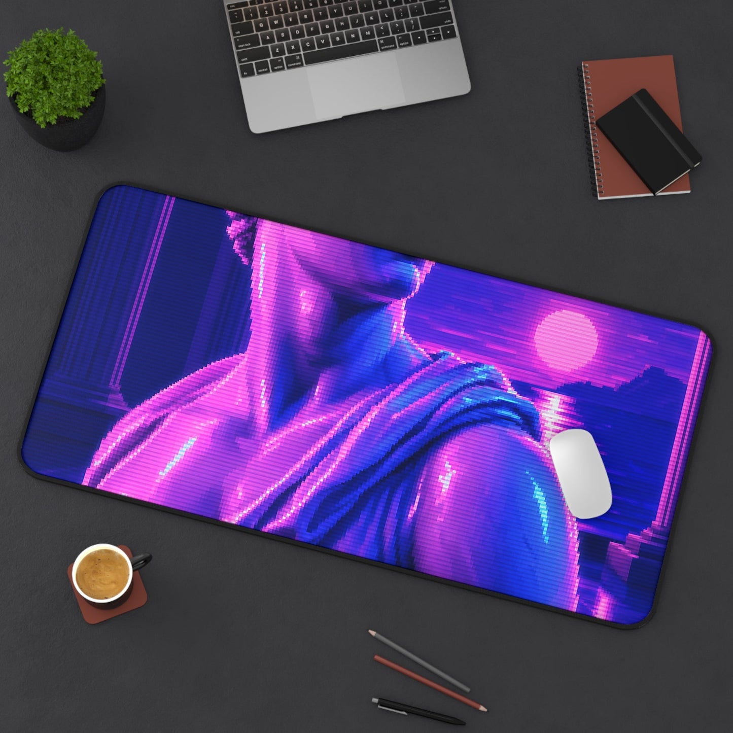 Vaporwave Greek Statue - Gaming Culture Gaming Desk Mat - Moikas