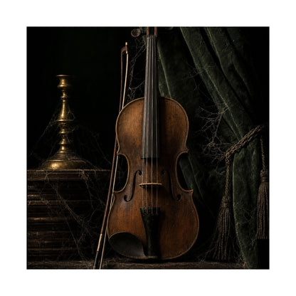 Violin On Dark Stage - Dark Academia Art Print (Matte Poster) - Moikas