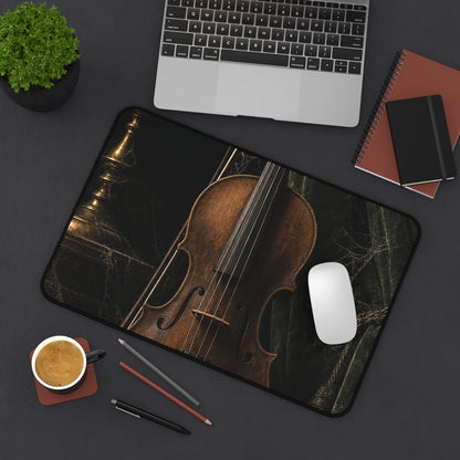 Violin On Dark Stage - Dark Academia Gaming Desk Mat - Moikas